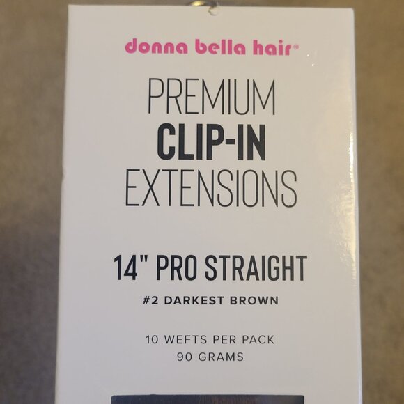 Donna Bella 14" Clip In Straight Human Hair Extensions Darkest Brown - Picture 2 of 2